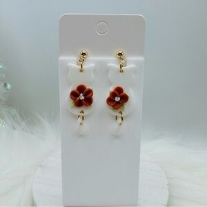 Cute White Cat Polymer Clay Dangle Earrings